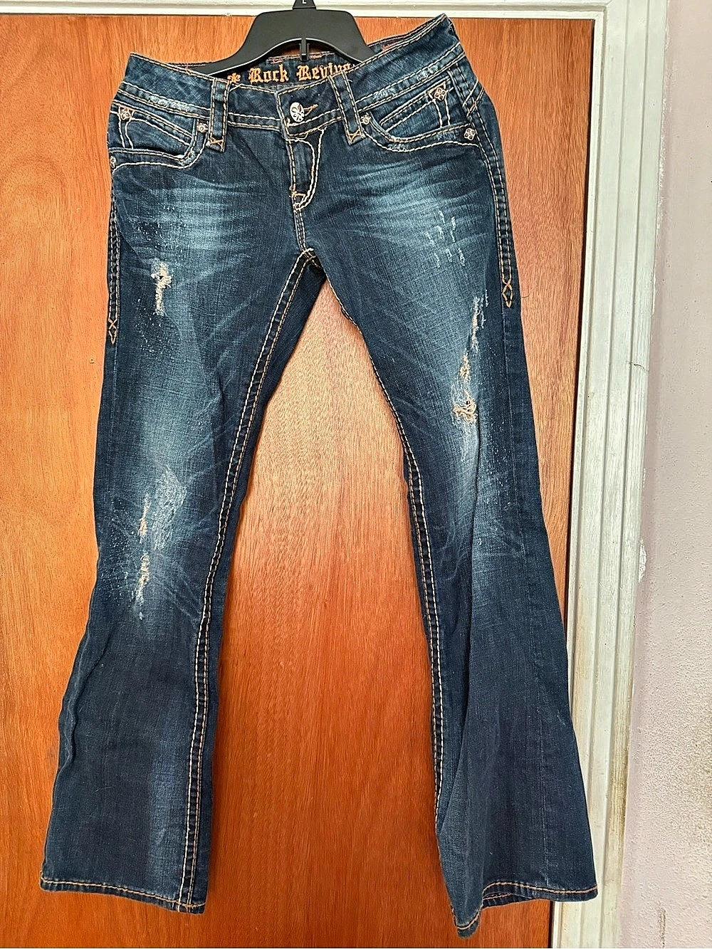 Rock Revival Flare Jeans in Blue Size Large